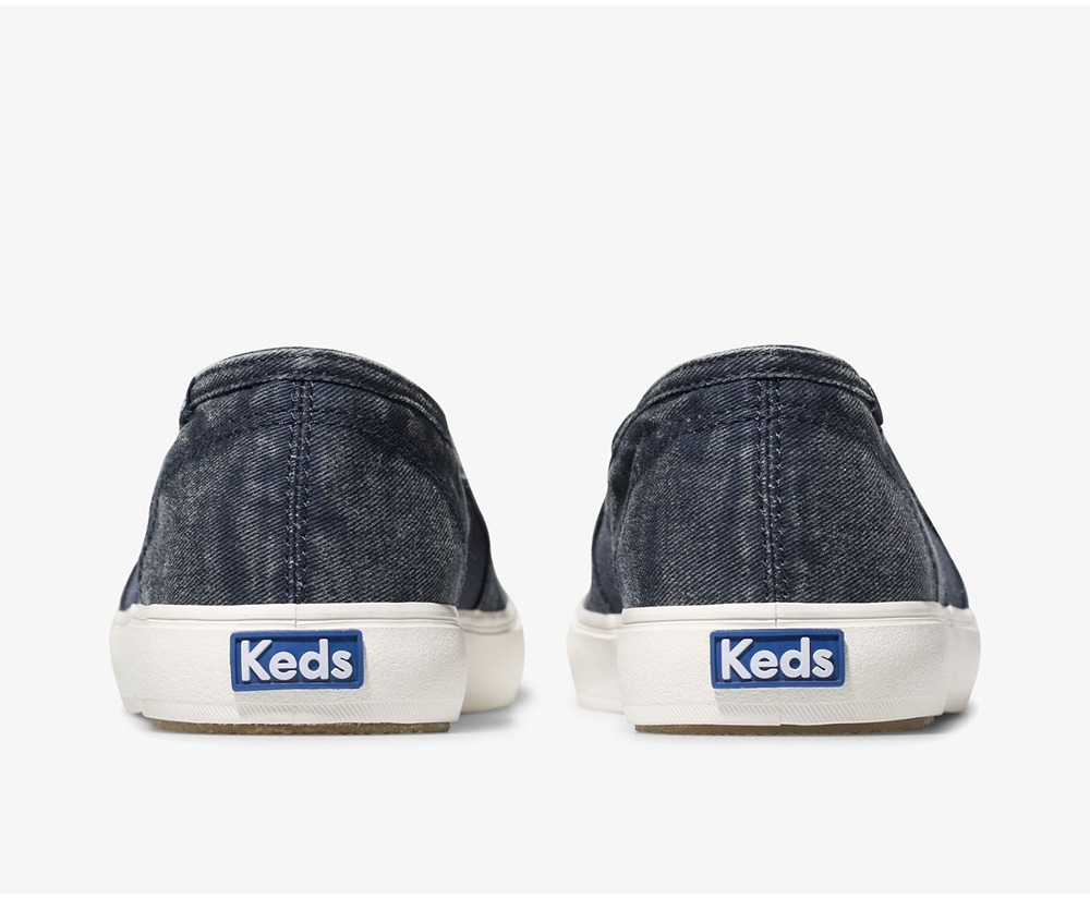 Keds Slip Ons Navy - Clipper Washed Solids - Womens ICQLXU-179